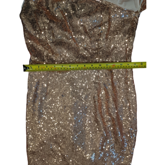 Brand New Bloomingdale's Rachel Zoe One Shoulder Ruffle Sequin Pink Dress Size 6 - Picture 9 of 16